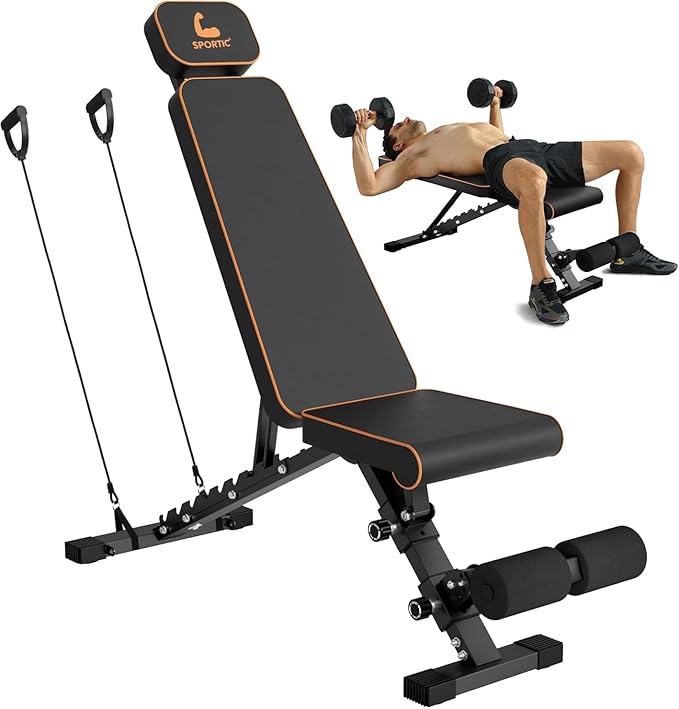 SPORTIC Adjustable Weight Bench - 880LBs Workout Bench
