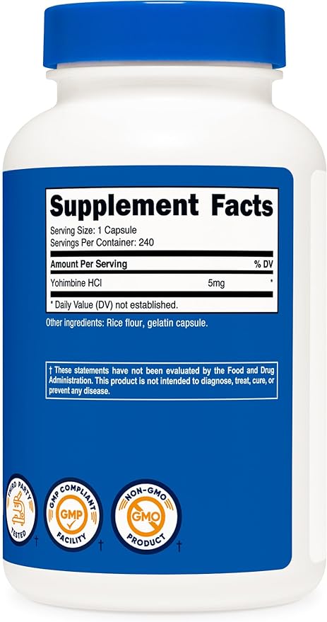 Nutricost Yohimbine HCl 5mg, 240 Capsules Extra Strength - Gluten Free, Non-GMO