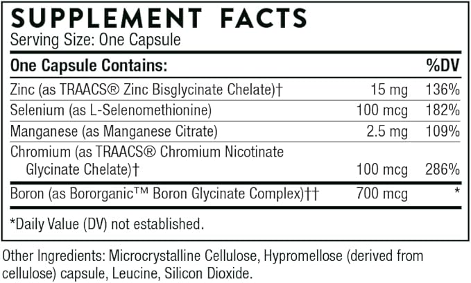 Thorne Trace Minerals - Dietary Supplement with Zinc, Boron & Selenium - Chelated Forms - Comprehensive Formula - 90 Capsules