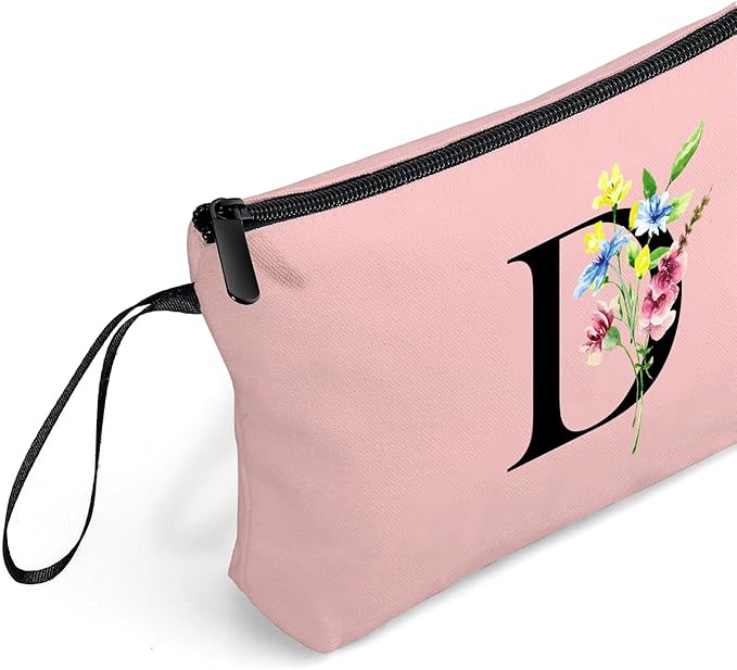 SEAMOON Women Birthday Maid of Honor Monogrammed Gifts for Bride Bridesmaid Sister Friend Her Teacher Makeup Cosmetic Bag with Mirror Mothers Day Christmas Graduation D