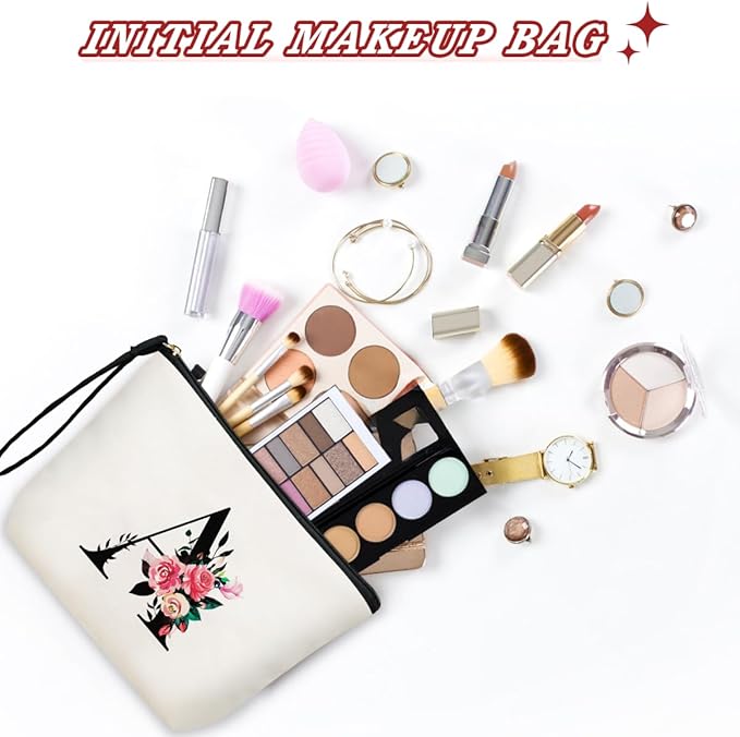 TOPEAST Initial Makeup Bag - Personalized Birthday Wedding Gifts for Mom Teacher Friends Bridesmaids Nurse (Letter I)