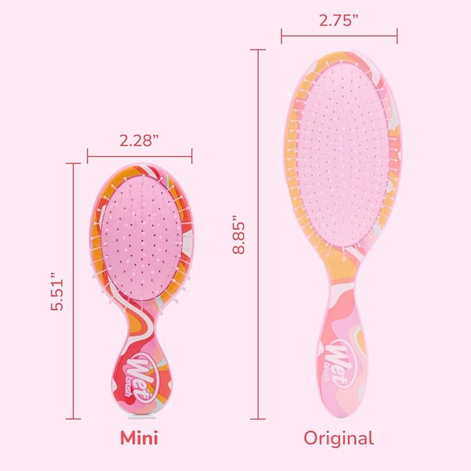 Wet Brush Mini Detangler Hair Brush, Ice Cream (Sun Days), Detangling Travel Hairbrush, Ultra-Soft IntelliFlex Bristles Glide Through Tangles with Ease, Pain-Free, All Hair Types