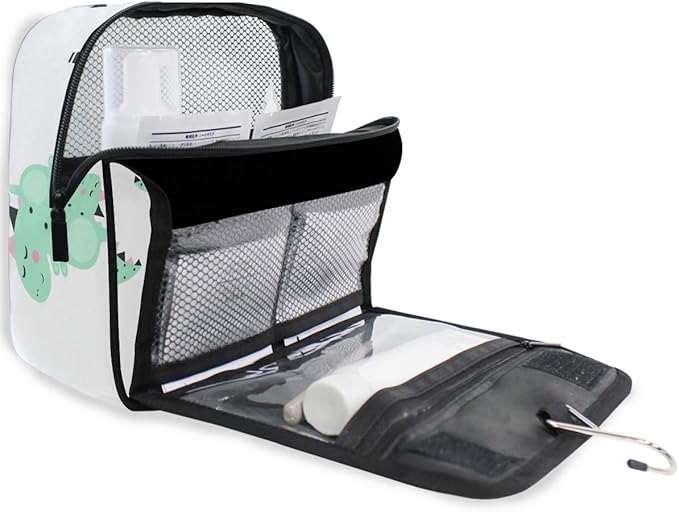 senya Hanging Travel Toiletry Bag Kit Boys Makeup Case Cosmetics Organizer for Men Women (Green Dinosaur)
