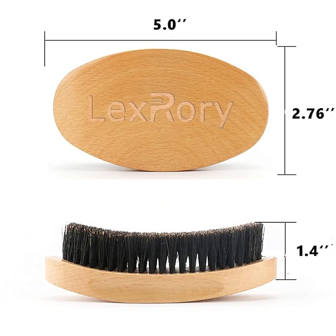 Hair Brush - Medium Hard 360 Wave Brush for Men - Beech Wood Handle, Boar Bristle, Wavy Hair, Hair Styling Brush for Black Hair, Beard Brushes (Yellow, 5x2.76x1.40 inches, 100g)