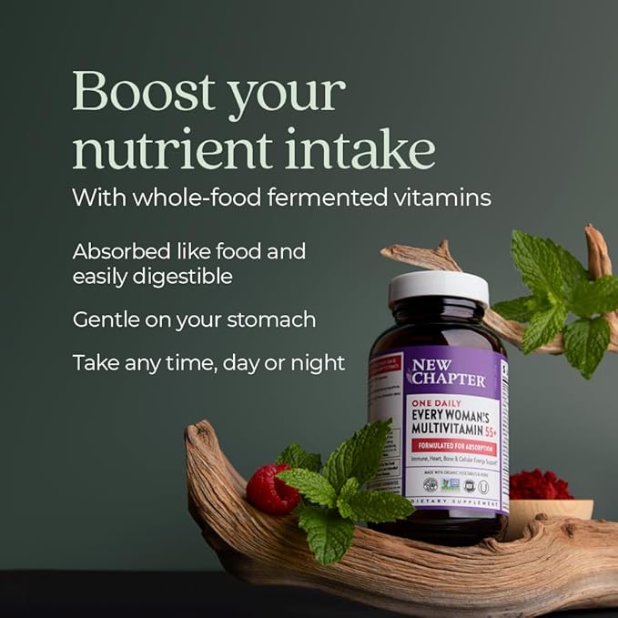 New Chapter Women's Multivitamin 50 Plus for Cellular Energy, Heart & Immune Support with 20+ Nutrients + Astaxanthin - Every Woman's One Daily 55+, Gentle on The Stomach, 96 Count