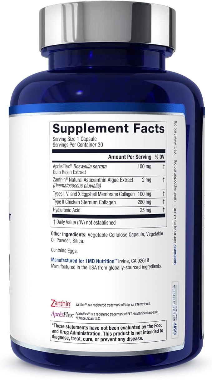 1MD Nutrition MoveMD - Joint Health Supplement - Doctor Formulated | with Collagen, Astaxanthin, and More | 60 Capsules (2-Pack)