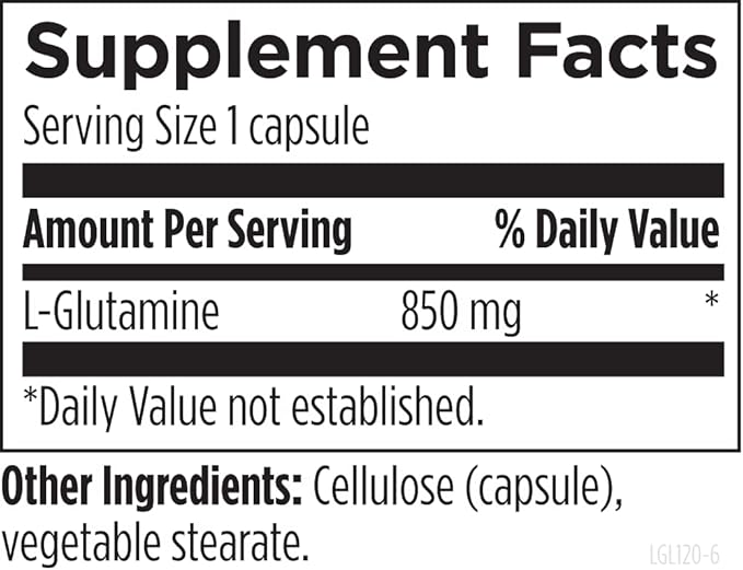 Designs for Health L Glutamine Capsules - 850mg Vegetarian Amino Acids Supplement to Support Muscle Recovery, Digestive, Immune + Gut Health - Non-GMO + Gluten Free (120 Capsules)