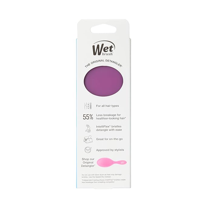 Wet Brush Mini Detangler Hair Brush, Purple Frost, Detangling Travel Hairbrush, Ultra-Soft IntelliFlex Bristles Glide Through Tangles with Ease, Pain-Free, All Hair Types