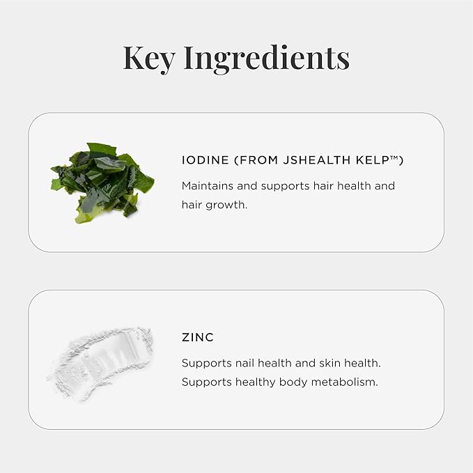 JSHealth Vitamins Hair and Energy Formula Hair Growth Vitamins | Hair Vitamins for Women and Men | Zinc and Iodine Hair Supplements for Hair Growth | Hair Loss Supplements | (30 Capsules)