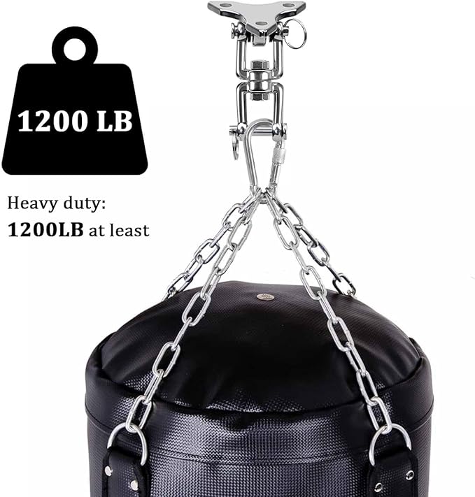 Stainless Steel 304 Heavy Bag Swing Hanger with 360° Rotation - 1200lb Capacity - Ideal for Punching Bag Ceiling Mount, Hammocks, Yoga, and Porch Swings