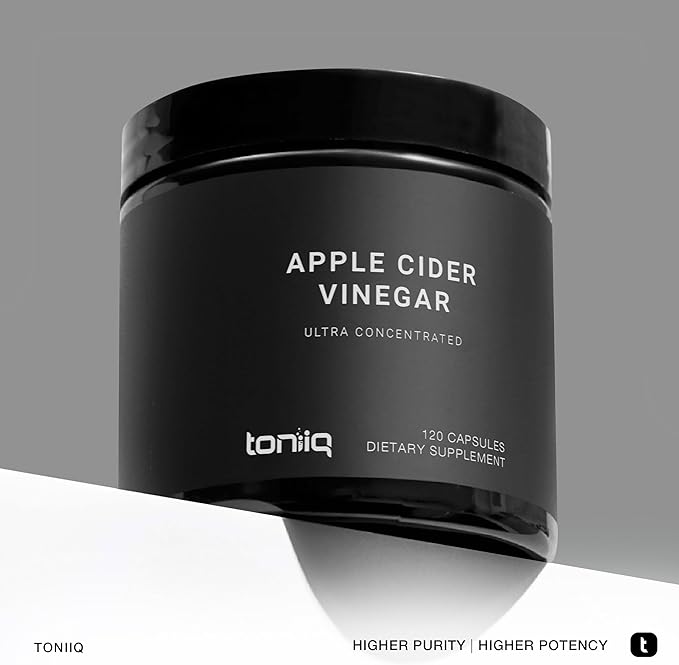 Toniiq 20% Acetic Acid Ultra High Strength Non-GMO Apple Cider Vinegar Capsules with Mother - 2,010mg Formula Pills with Cayenne Pepper -12x Potent - 120 Capsules
