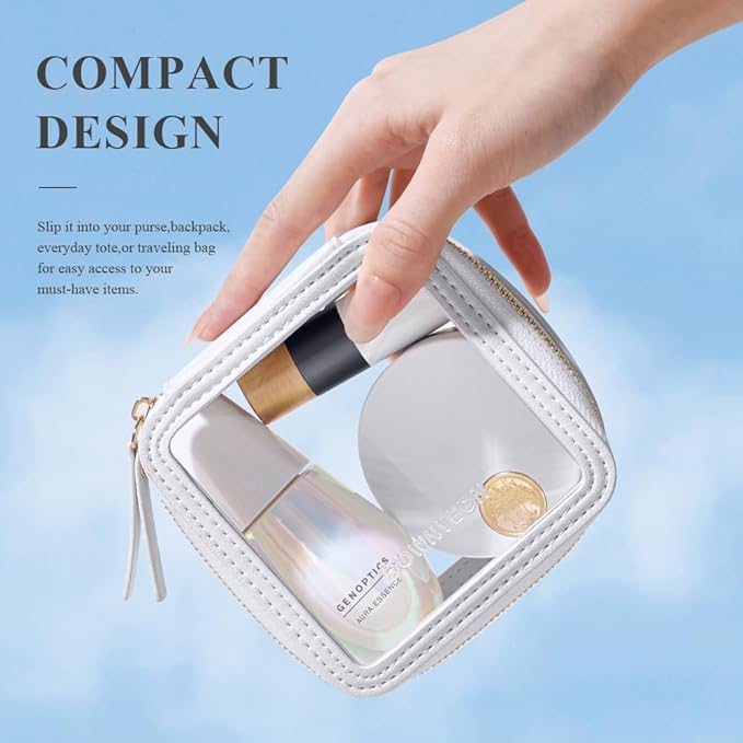 ROWNYEON Clear Makeup Case Toiletry Bag Multipurpose Travel Makeup Train Case Portable Cosmetic Organizer Transparent Storage Bag