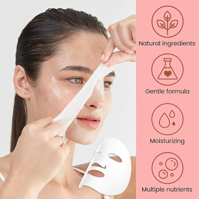 8 Pack Strawberry Face Mask,Pink Face Masks Spa Day kit Supplies for Teens Girls Women,Sheet Facial Mask Skincare for Kids Gifts Set,Hydrate Nourish Soothe for All Skin Types,Spa Party Favors