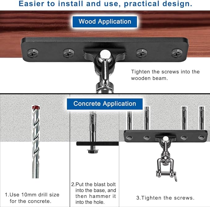 Kipika Heavy Bag Hanger - Heavy Duty Punching Bag Mount Steel Hanger Bracket, Ceiling Wall Mount Wood Beam Hook Holder for Boxing, Kickboxing, and Home Gym Fitness Equipment