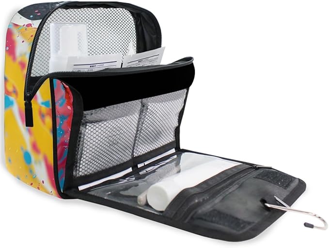 senya Hanging Travel Toiletry Bag Kit Boys Makeup Case Cosmetics Organizer for Men Women (Soccer Colorful)