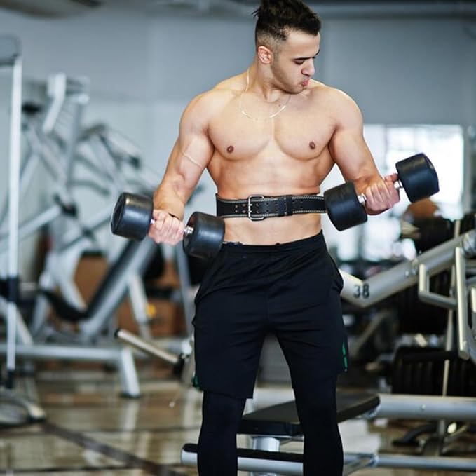 Genuine Leather Weight Lifting Belt for Men Double