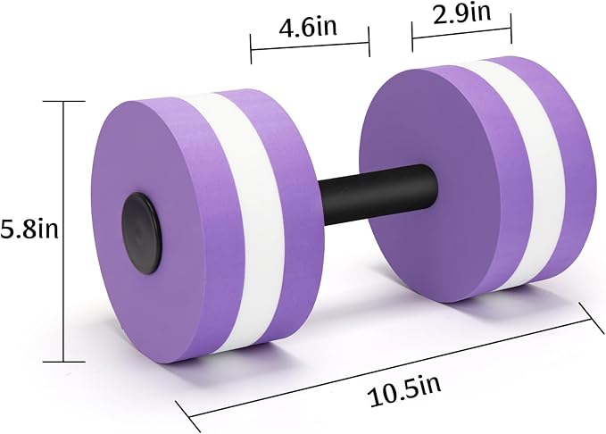 Carperipher Water Aerobics Set for Aquatic Exercise, Pool Fitness Equipment Foam Water Dumbbell Set, New Upgrade Aquatic Dumbbells and Foam Swim Aquatic Cuffs, Water Workout Fitness Tool(Purple)
