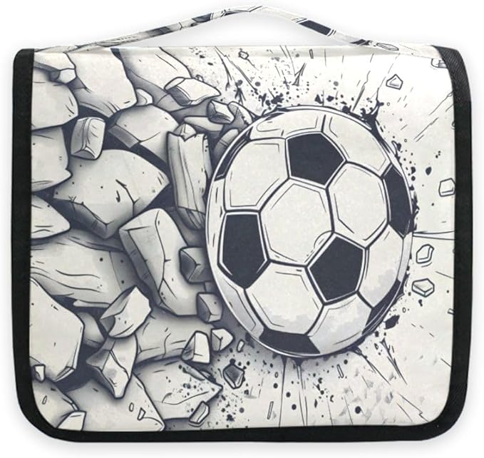 senya Hanging Travel Toiletry Bag Kit Boys Makeup Case Cosmetics Organizer for Men Women (Football Wall)