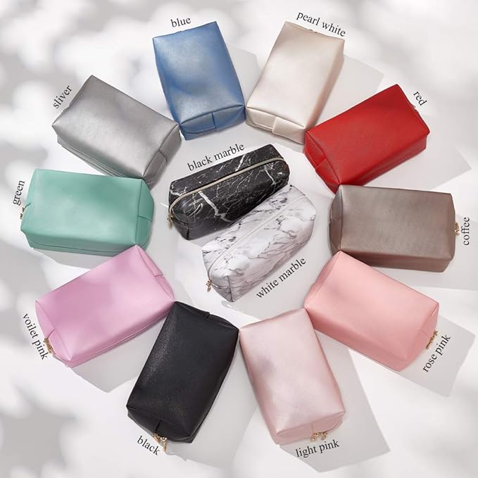 PU Leather Cosmetic Bag for Women Minimalism Makeup Bag for Daily Use Portable Storage Purse Small Neat Cosmetic Pouch Water-resistant Toiletry Bag for Travel (Green)