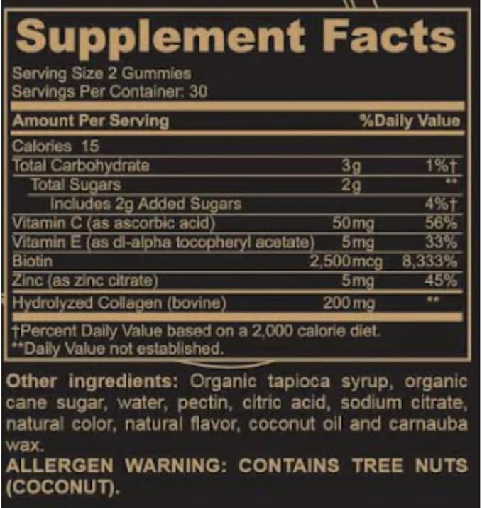 Black Girl Vitamins - Collagen Gummies for Hair, Skin, and Nail Support, with Vitamin C, Vitamin E, and Biotin, Gluten-Free, (Lemon), 60ct