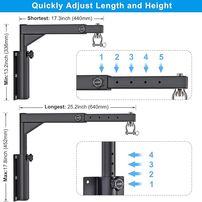 Kipika Heavy Bag Hanger Wall Mount Punching, Rotatable Heavy Duty Boxing Bag Bracket for Home Gym Indoor, Adjustable Length for Kickboxing Bag, Muay Thai Bag,Speed Bag
