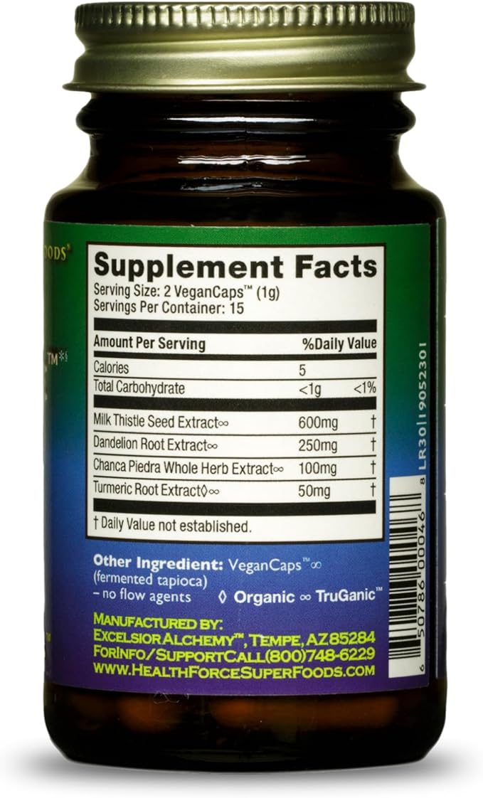HealthForce SuperFoods Liver Rescue - Natural Liver Cleanse - Liver Health Formula with Milk Thistle & Dandelion Root - Gluten-Free & Vegan - 30 Capsules