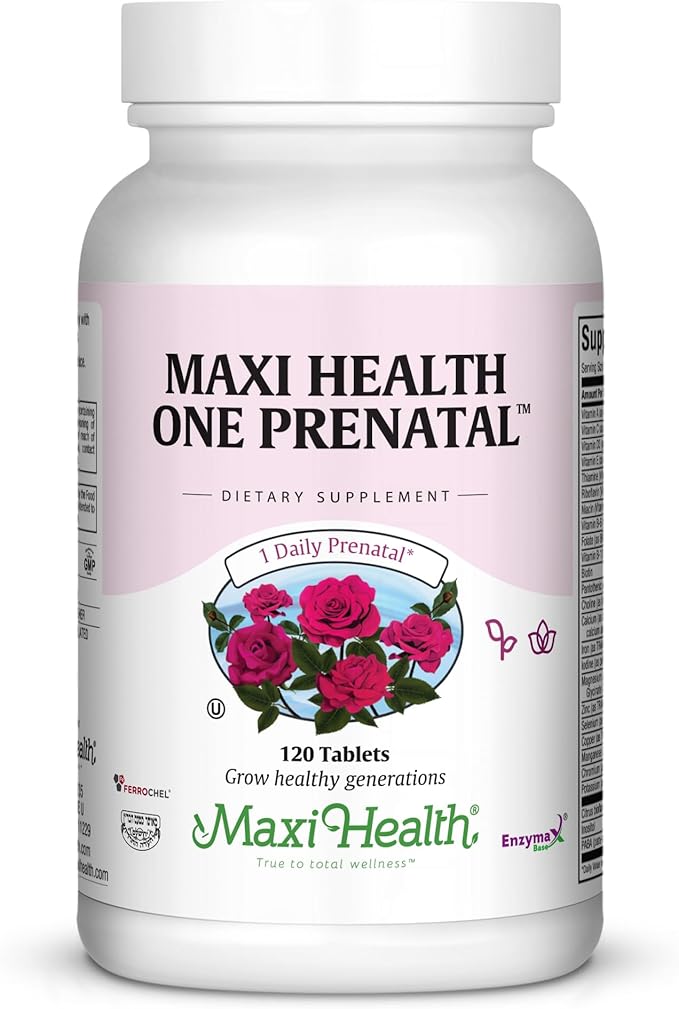 Maxi Health One Prenatal - Womens Prenatal Vitamins with Iron - Enhanced Absorption & Bioavailability - Daily Multivitamin for Women - Multi Vitamin & Mineral Supplement for Adults - 120 Capsules