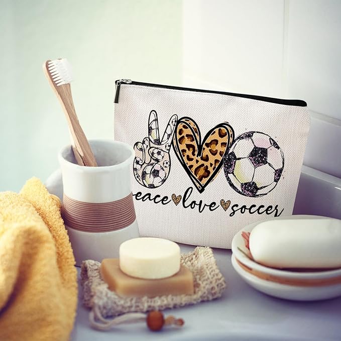Soccer Gifts Makeup Bag - Inspirational Gift for Soccer Lovers , Ideal for Mom, Grandma, Sister, Coworker, Friend, BFF | Birthday or Any Occasion , Women's Gift