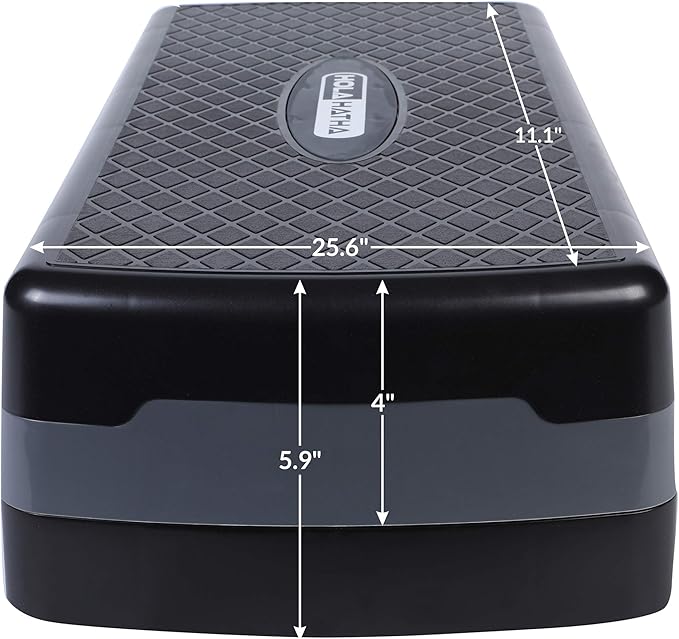 HolaHatha Compact Portable Aerobic Step Platform Exercise Fitness Equipment, Cardio Stepper with Adjustable Height for Home Gym