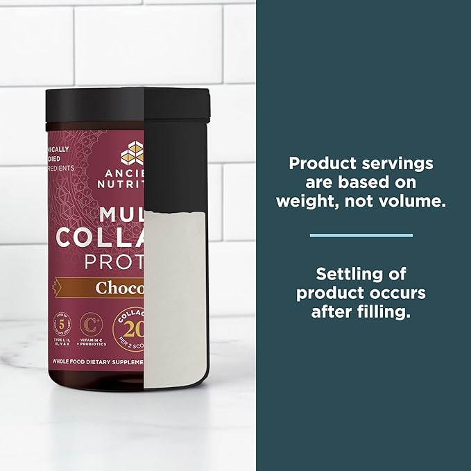 Ancient Nutrition Hydrolyzed Collagen Peptides Powder with Probiotics, Chocolate Multi Collagen Protein for Women and Men with Vitamin C, 24 Servings, Supports Skin and Nails, Gut Health, 10oz