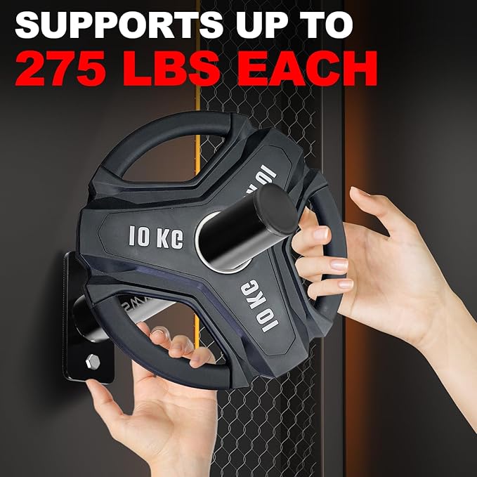 Wall-Mounted Strength Training Plate Storage Rack – Heavy Duty 2” Weight Plate Holder with Foam Padding, Bumper Plate Storage for Home Gym, Garage, and Power Rack