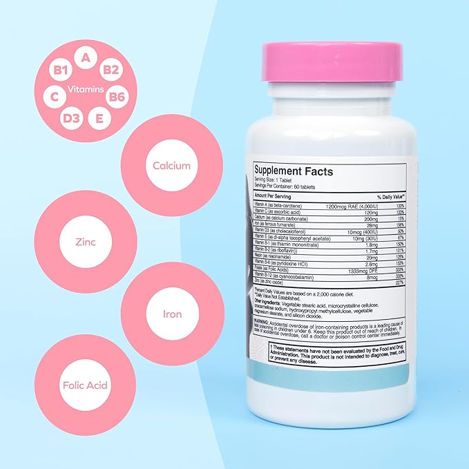 Dr. Talbot's Mom Prenatal Multi-Vitamin Daily Supplement - Folic Acid, Iron, Vitamins, and More - 60 Tablets