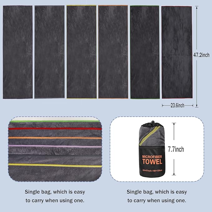 Dofilachy 6 Pack Camping Towel - Camping Towels 24” x 48”
