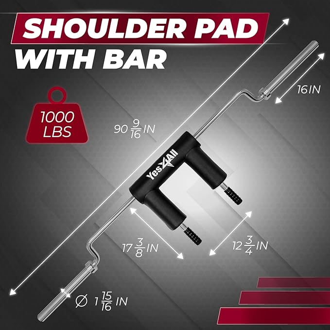 Yes4All Multi Grip Barbell & Cable Attachment - 2 Collars,