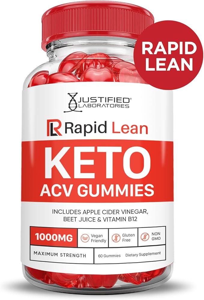 Rapid Lean Keto ACV Gummies Advanced Formula 1000MG Rapid Lean Keto Gummies Apple Cider Vinegar Formulated with Pomegranate Beet Juice Powder B12 Vegan Non GMO 60 Gummys
