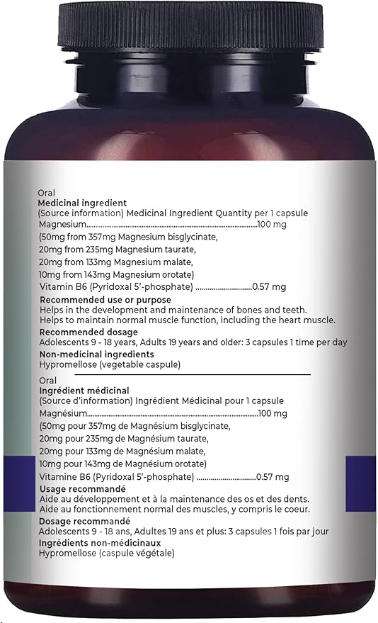 4-in-1 Magnesium Complex Supplement - Glycinate, Taurate, Malate, Orotate Blend Capsules - 300 mg per Serving, 120 Capsules