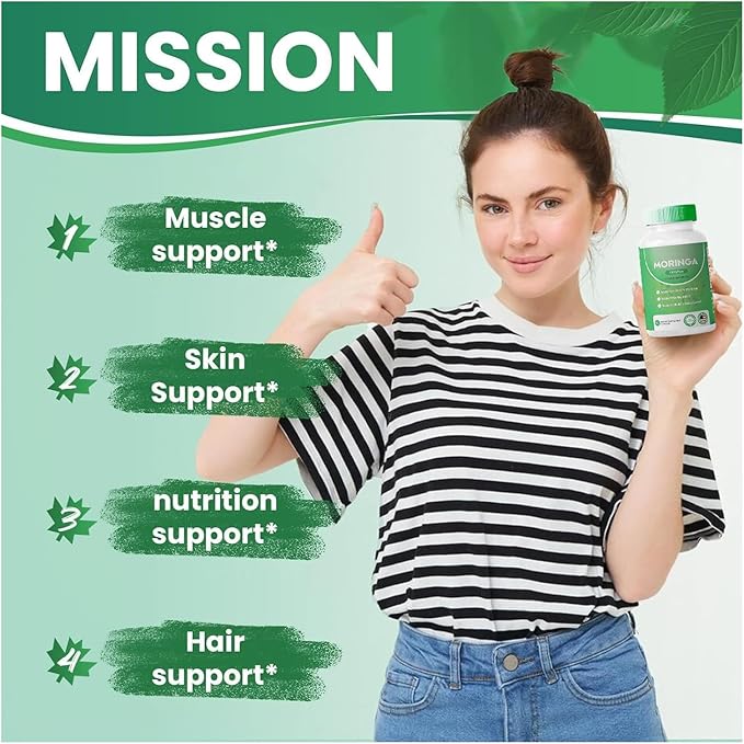 Pure Moringa Powder Capsules - 800mg, Antioxidant Superfood for Energy, Skin Health & Gut Support - Rich in Essential Vitamins & Amino Acids - Natural, Non-GMO, 60 Capsules (2)