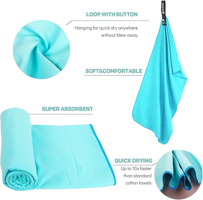 HOEAAS 2 Pack Microfiber Camping Towels
