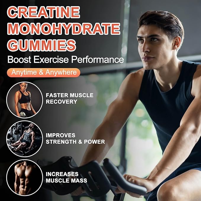 Creatine Monohydrate Gummies 5600mg for Men & Women, 120CT Chewable Creatine Gummies for Muscle Support, Energy Boost, 5.6g of Creatine Monohydrate per Serving - Sugar Free (Blueberry strawberry)