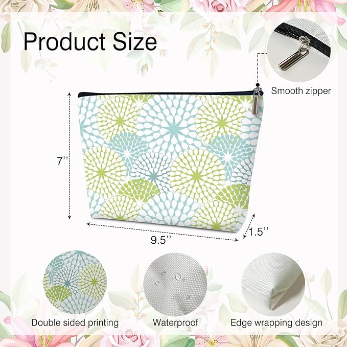 Multifunctional Makeup Bag - Mandala Flowers, Floral Toiletry Pouch for Her - Gift for Women, Girls, Sisters, Daughters, Moms - Travel Accessories