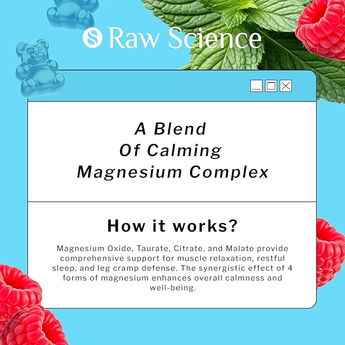 Magnesium Gummies for Adults - Calm Magnesium Complex 500 mg - Magnesium Citrate, Malate, Taurate & Oxide - Magnesium Supplement for Sleep, Muscle Relaxation and Legs Cramp Defense - 90 Vegan Gummies