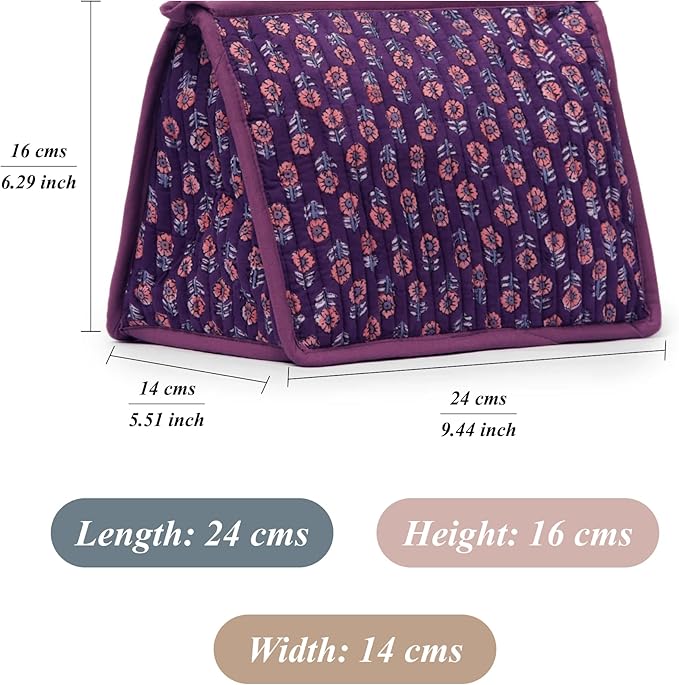 Quilted Makeup Bag- Large Capacity Cosmetic Bags for Women - Water Resistance Lining Portable Pouch & Open Toiletry Bag - Perfect Girls Makeup Organizer for Travel Essentials (Purple & Orange Floral)