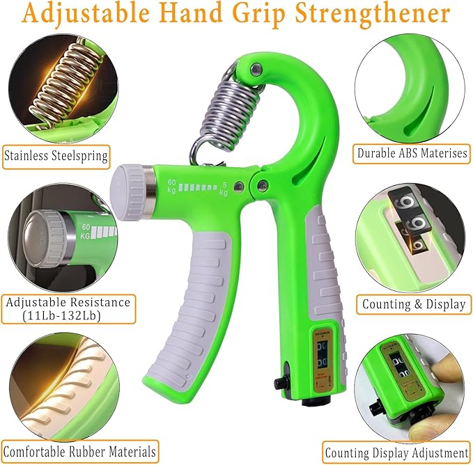 Grip Strength Trainer with Forearm Strengthener Recover(5 PCS)