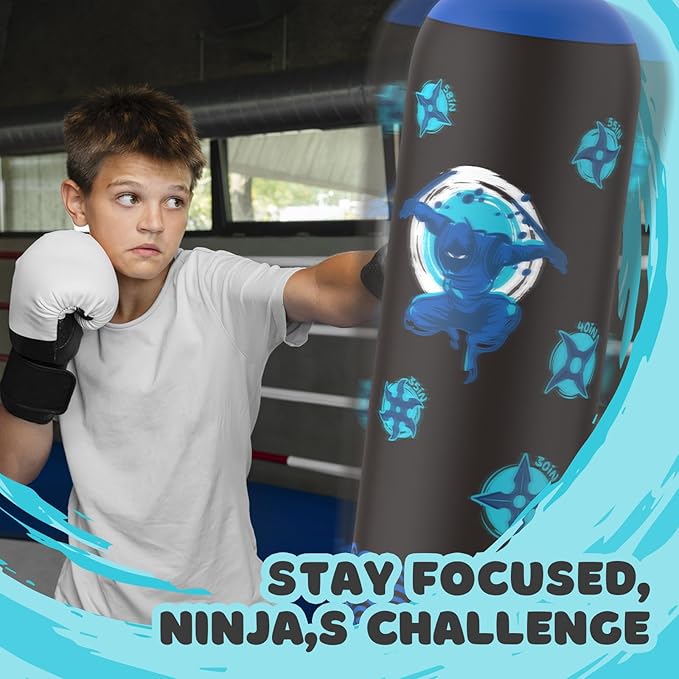 Punching Bag for Kids, Tall Larger 66’’ Inflatable Punching Bag Boxing Bag for Kids Teens, Punching Bag Set Toy with Gloves and Pump for Practicing Karate, Taekwondo