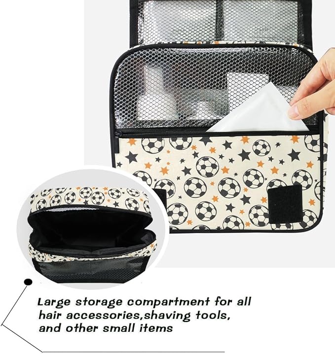 senya Hanging Travel Toiletry Bag Kit Boys Makeup Case Cosmetics Organizer for Men Women (Many Ball and Star)