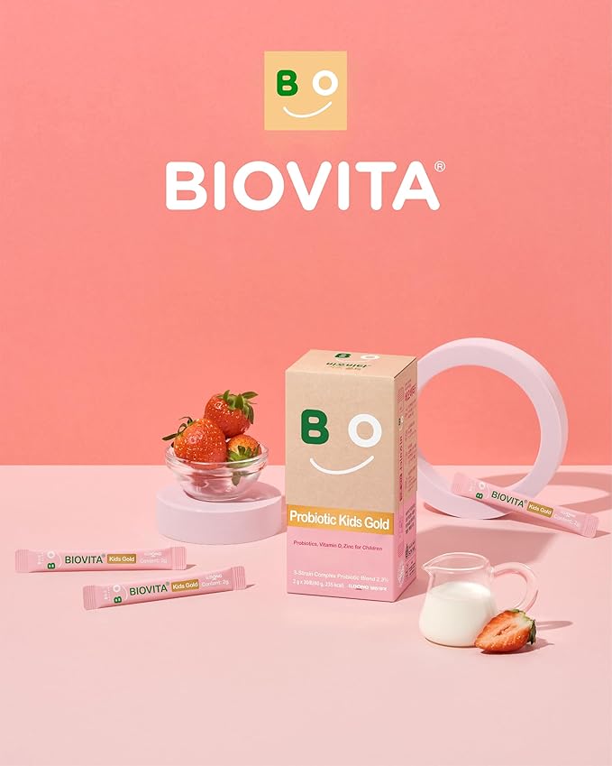 Kids Probiotics Powder (30 Sticks, 30 Days) - Support Healthy Immune & Digestive System, Strawberry Milk Flavor for Children 3-12. Bifidobacteria, Vitamin D, Zinc. Mouth-Dissolving Formula.