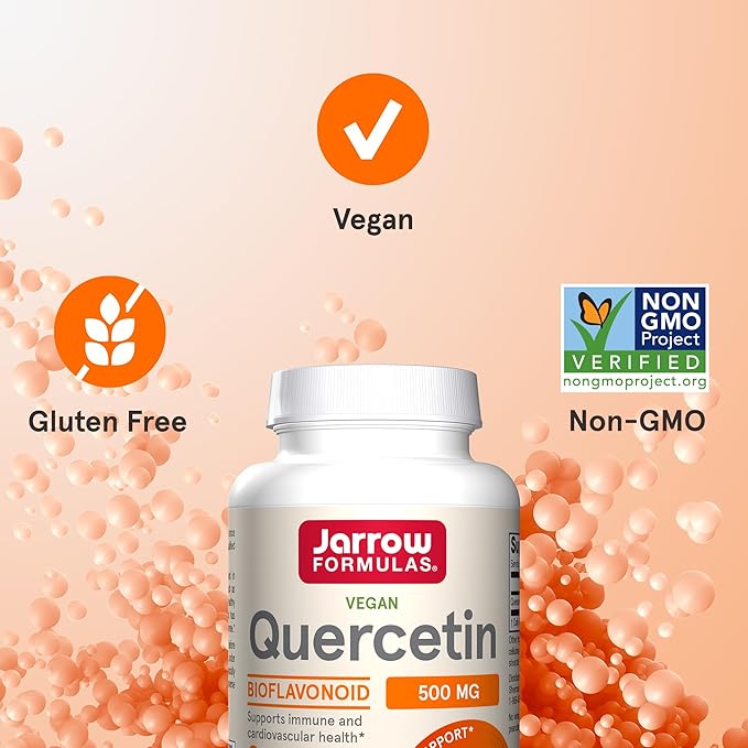 Jarrow Formulas Quercetin 500 mg, Dietary Supplement, Antioxidant Support for Cardiovascular and Immune Health, 100 Veggie Capsules, 100 Day Supply