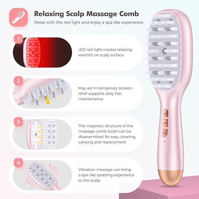 Rechargeable 3-in-1 Scalp Massager Nano Mist Hair Oil Applicator Brush with Cooling Vibration & Hydrating Design | Effortless Detangling, Soothing Relaxation for All Hair Types