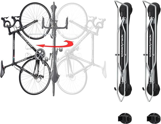 Steadyrack Bike Rack - Classic Vertical Wall Mount for Garage, East Lift Indoor Bike Storage Solution for Home, Bicycle Hangers for Garage Can Hold up to 77 lbs