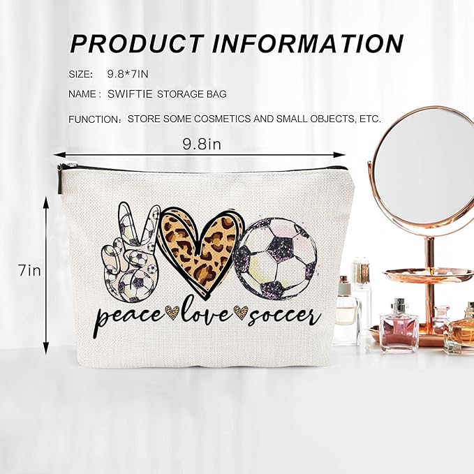 Soccer Gifts Makeup Bag - Inspirational Gift for Soccer Lovers , Ideal for Mom, Grandma, Sister, Coworker, Friend, BFF | Birthday or Any Occasion , Women's Gift